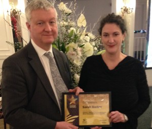 Peter Hay awards Sarah her award